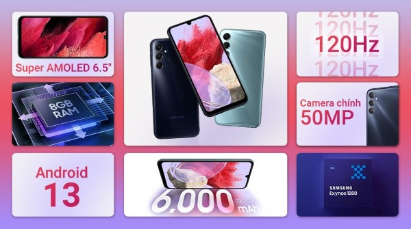 Galaxy M34 trang bị pin lên tới 6000mAh.