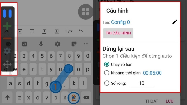 Di chuyển mục tiêu số đến vị trí cần click và nhấn Play