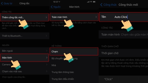 Chạm vào "Thêm công tắc mới"