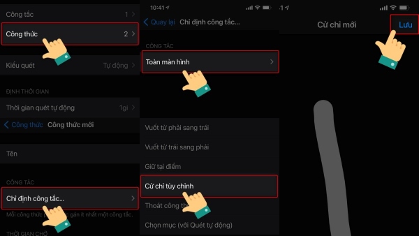 Chọn "Chỉ định công tắc" và chọn "Toàn màn hình"