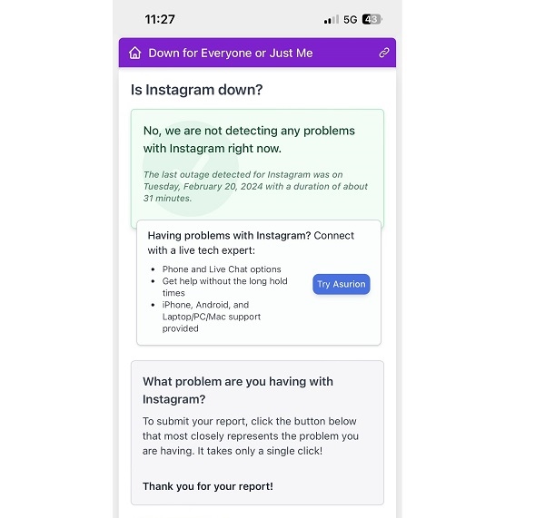 Truy cập trang “Down for Everyone or Just Me” để kiểm tra 