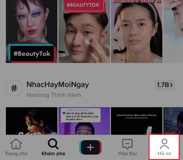 Truy cập vào mục Hồ sơ ở góc dưới bên phải màn hình