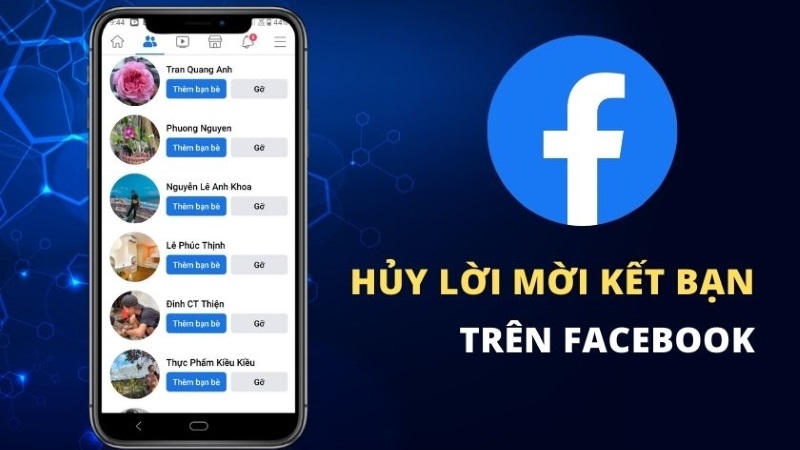 xóa lời mời kết bạn đã gửi trên facebook bằng điện thoại