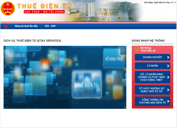 Truy cập trang web Thuế điện tử