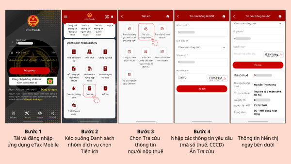 Các bước tra cứu thuế thông qua ứng dụng eTax Mobile