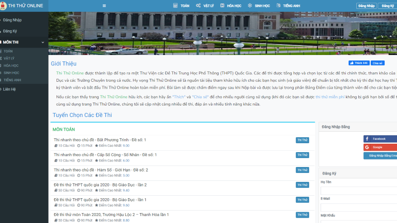website thi thử tốt nghiệp THPT Quốc gia 2024