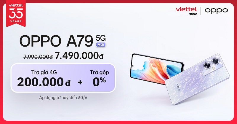 Chớp cơ hội săn sale OPPO A79 5G giá giảm chỉ còn 7.490.000 đồng cùng ưu đãi hấp dẫn