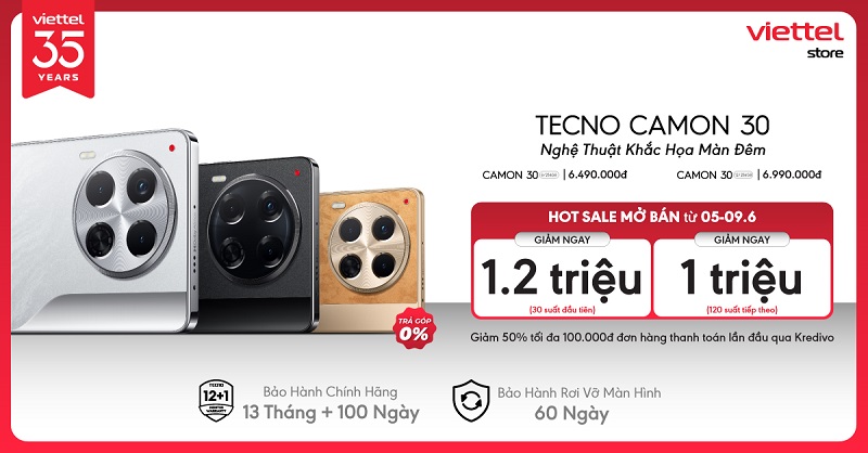 Hotsale mở bán: Mua TECNO CAMON 30 giảm ngay 1.200.000 đồng