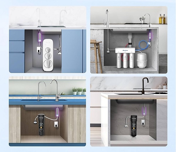 A collage of images of a kitchen sink

Description automatically generated