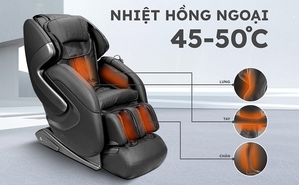 A black and orange massage chair

Description automatically generated