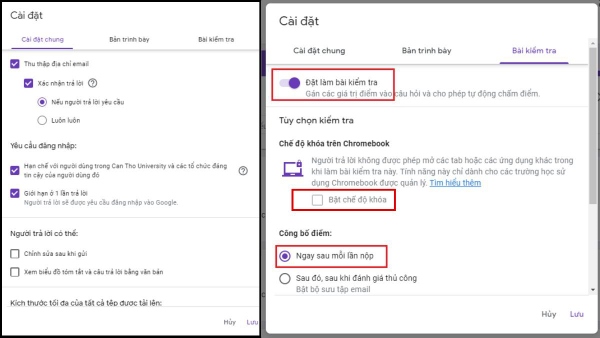 Vào mục "Cài đặt chung" và tích vào các tính năng tương ứng
