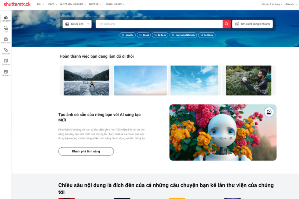 Truy cập vào website của Shutterstock