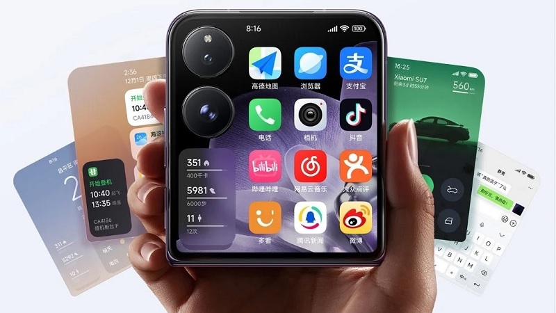 Lộ thiết kế Xiaomi MIX Flip cực ấn tượng với màn hình phụ chiếm toàn bộ nửa trên của mặt sau