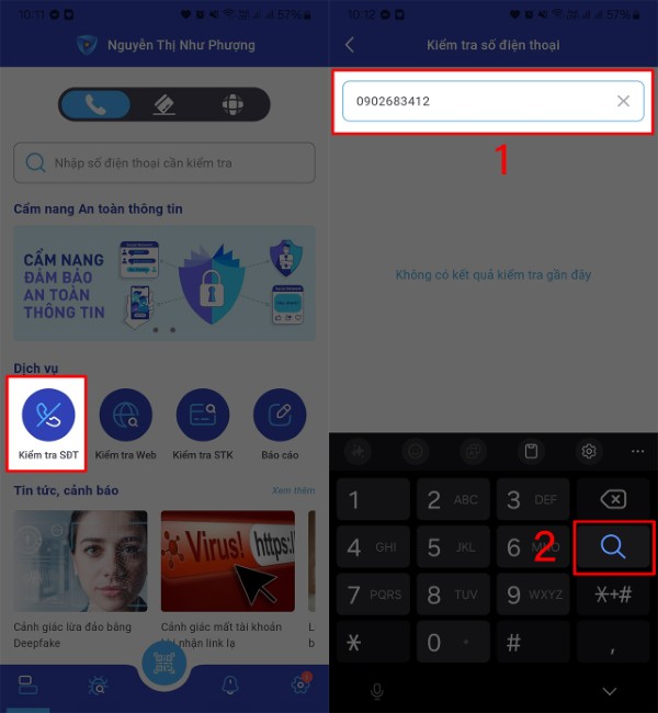 Nhập số điện thoại mà bạn nghi ngờ