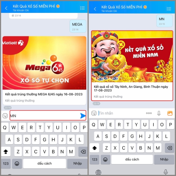 Nhắn tin theo cú pháp để xem kết quả Xổ số kiến thiết