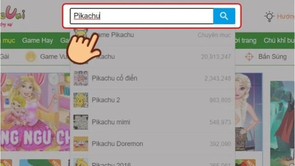 Tìm “Pikachu” và chọn phiên bản chơi phù hợp