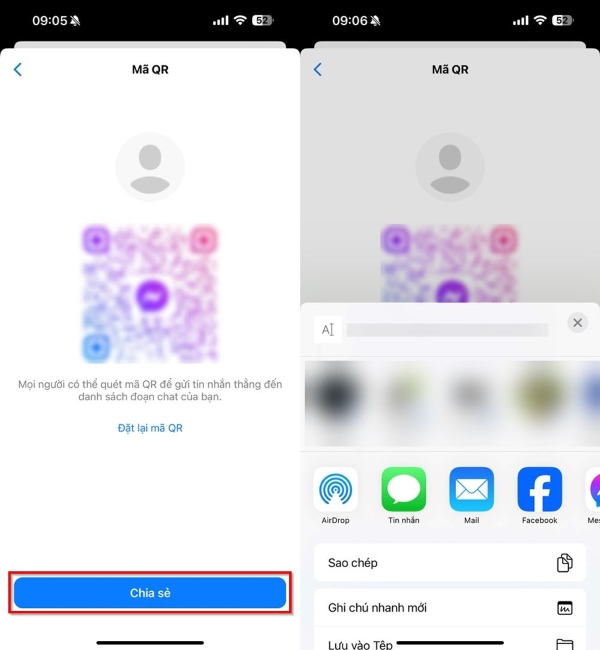 Mã QR sẽ hiển thị ở giữa màn hình