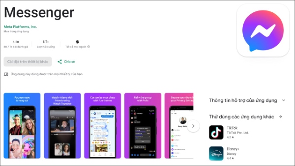 Cập nhật ứng dụng Messenger trên điện thoại lên phiên bản mới nhất