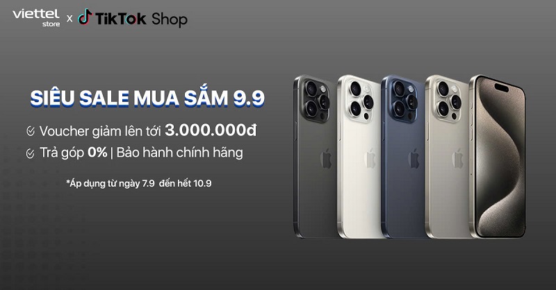 Nhận voucher giảm tối đa 3.000.000 đồng khi mua các sản phẩm Apple tại Viettel Store – AAR trên Tiktok Shop
