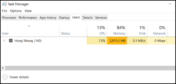 Hiển thị danh sách các tài khoản người dùng đã đăng nhập vào máy tính
