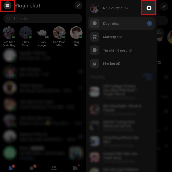 Nhấn vào biểu tượng menu ở góc trên bên trái màn hình