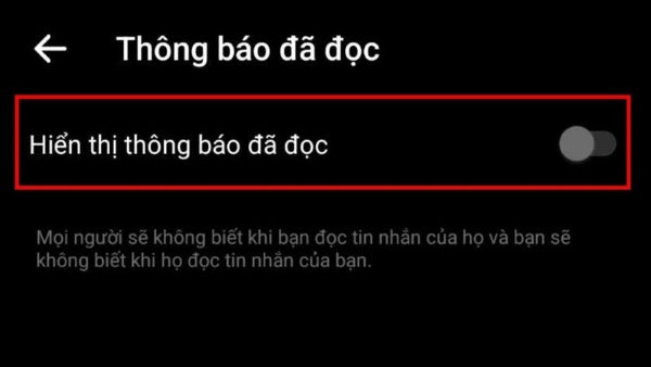 Bật tính năng "Hiện thông báo đã đọc" 