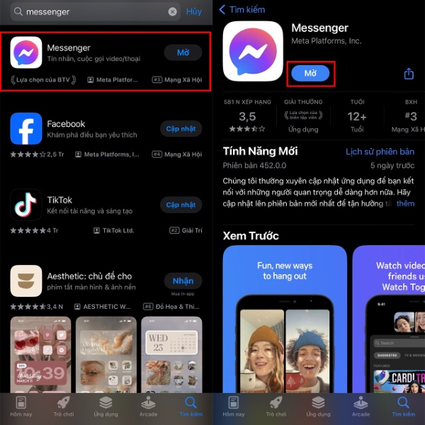 Cập nhật ứng dụng Messenger trên điện thoại lên phiên bản mới nhất