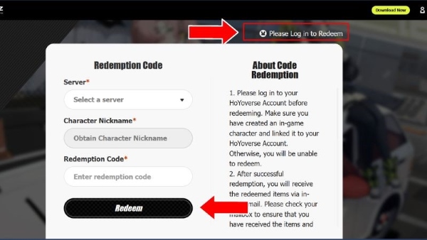 Nhập mã và nhấn "Redeem" để hoàn tất