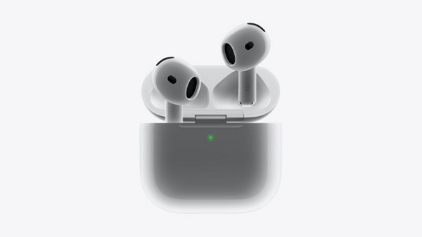 A close-up of a wireless earbuds
Description automatically generated
