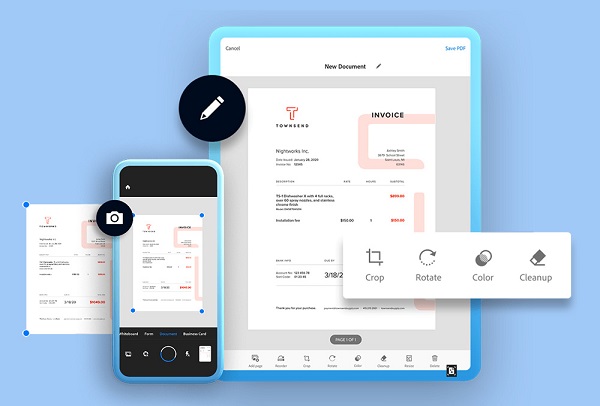 Ứng dụng Adobe Scan cho phép người dùng thực hiện nhiều tác vụ