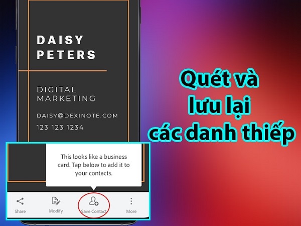 Tính năng quét danh thiếp tự động