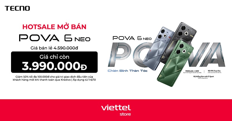 Hotsale mở bán TECNO POVA 6 Neo giá chỉ còn 3.990.000đ