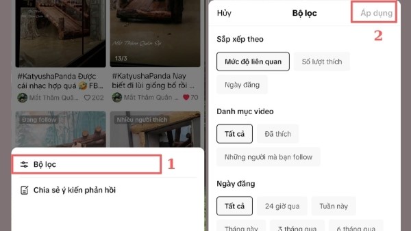 Bạn chọn mục "Đã xem" để lọc ra các video đã xem