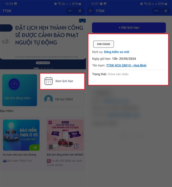 Kiểm tra lại thông tin lịch đăng kiểm