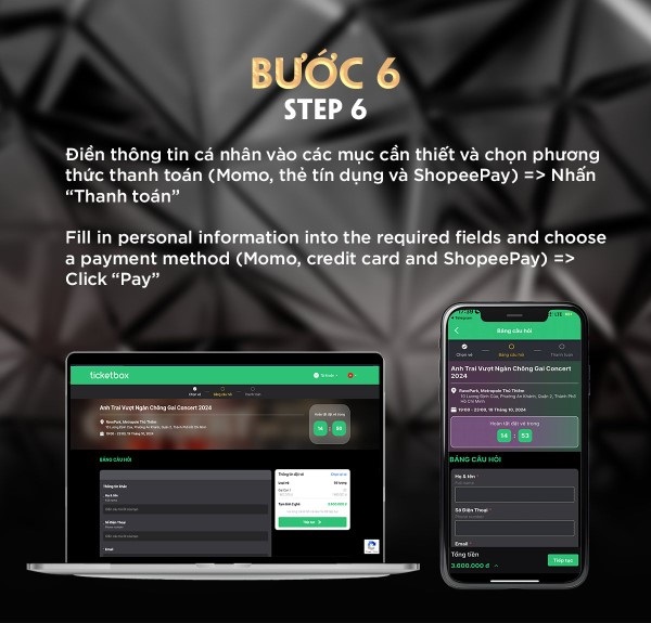 Điền thông tin cá nhân và phương thức thanh toán 