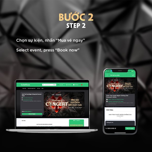 Chọn sự kiện, nhấn “Mua vé ngay”