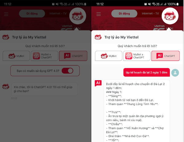 Chọn "ChatGPT 4.0".