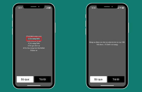 Chọn Đổi sang SMS