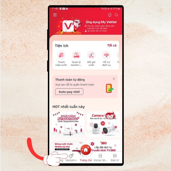 Truy cập ứng dụng và chọn Viettel++