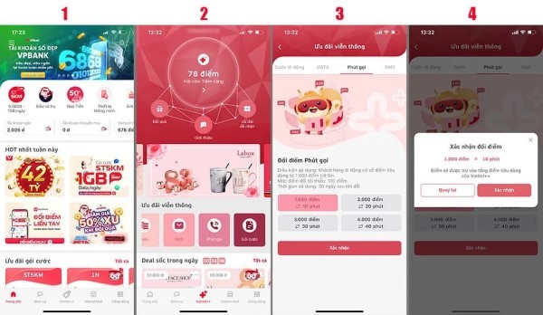 Cách đổi phút gọi trên ứng dụng My Viettel