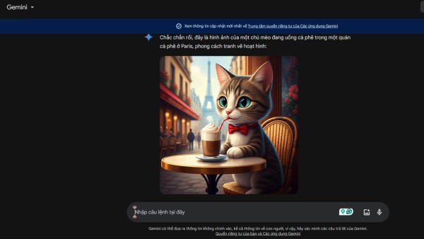 Vẽ một chú mèo uống cà phê phong cách anime.