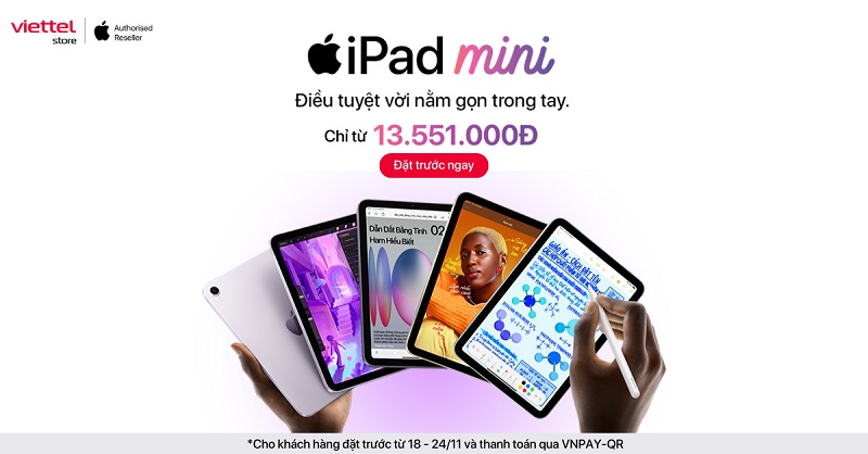 Đặt trước ngay iPad mini Gen 7 nhận ưu đãi đến 1.600.000 đồng