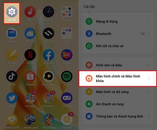 Màn hình chính và Màn hình khóa