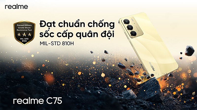 realme C75 ra mắt ấn tượng với độ bền đạt chuẩn quân đội, chip Helio G92 Max, chống nước IP69, giá từ 5,69 triệu đồng