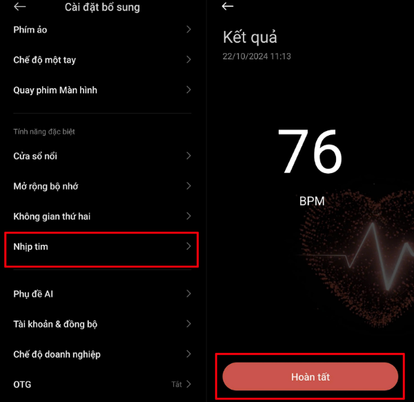 Đo nhịp tim trên Xiaomi 14T.