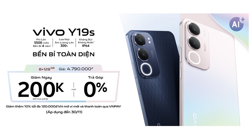 Vivo Y19s – ‘Bền bỉ toàn diện’ chính thức mở bán tại Viettel Store