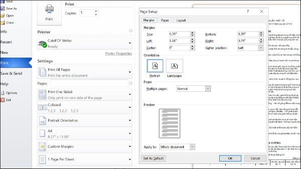 Chọn các cài đặt cần thiết