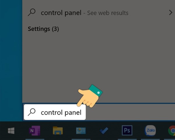 Gõ “Control Panel” vào ô tìm kiếm