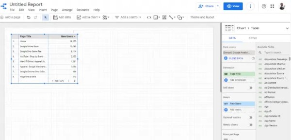 Bạn cũng có thể chọn các biểu đồ có sẵn từ cột bên phải và kết hợp chúng với số liệu