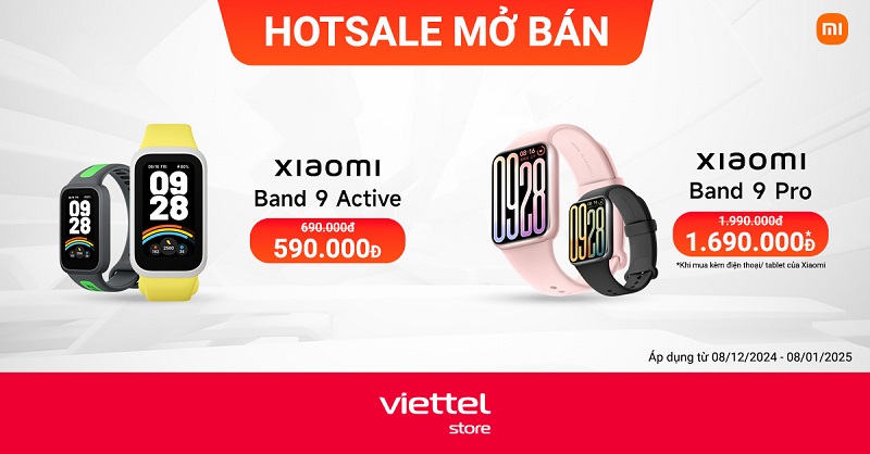 Hotsale mở bán: Giảm đến 300.000đ khi mua Xiaomi Band 9 Active và Band 9 Pro